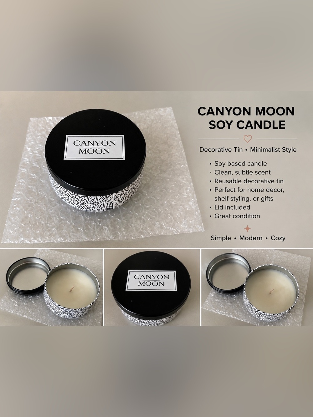 Canyon Moon Candle Tin | Soy Based Candle | Modern Decor